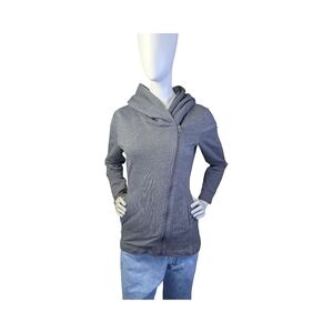 GapFit Asymmetrical Zip Hoodie Jacket Gray Athleisure, Size Small
